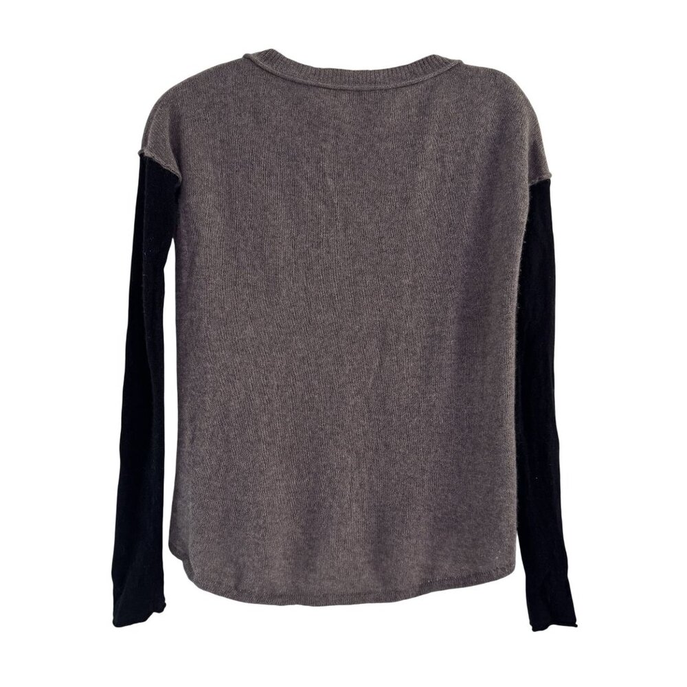 Me. N. U Womens Gray/Black 100% Cashmere Long Sleeve Sweater Crew Neck Top S - Picture 2 of 6